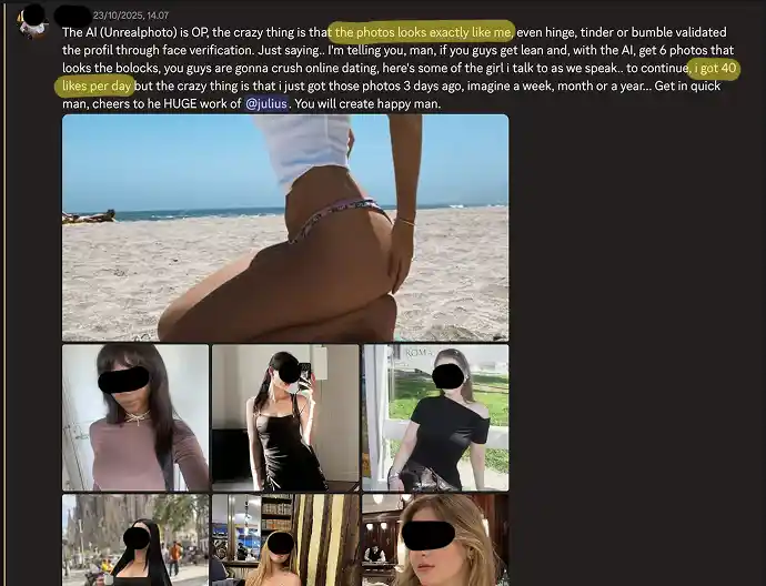 Screenshot of a testimonial saying: I got 40 likes per day